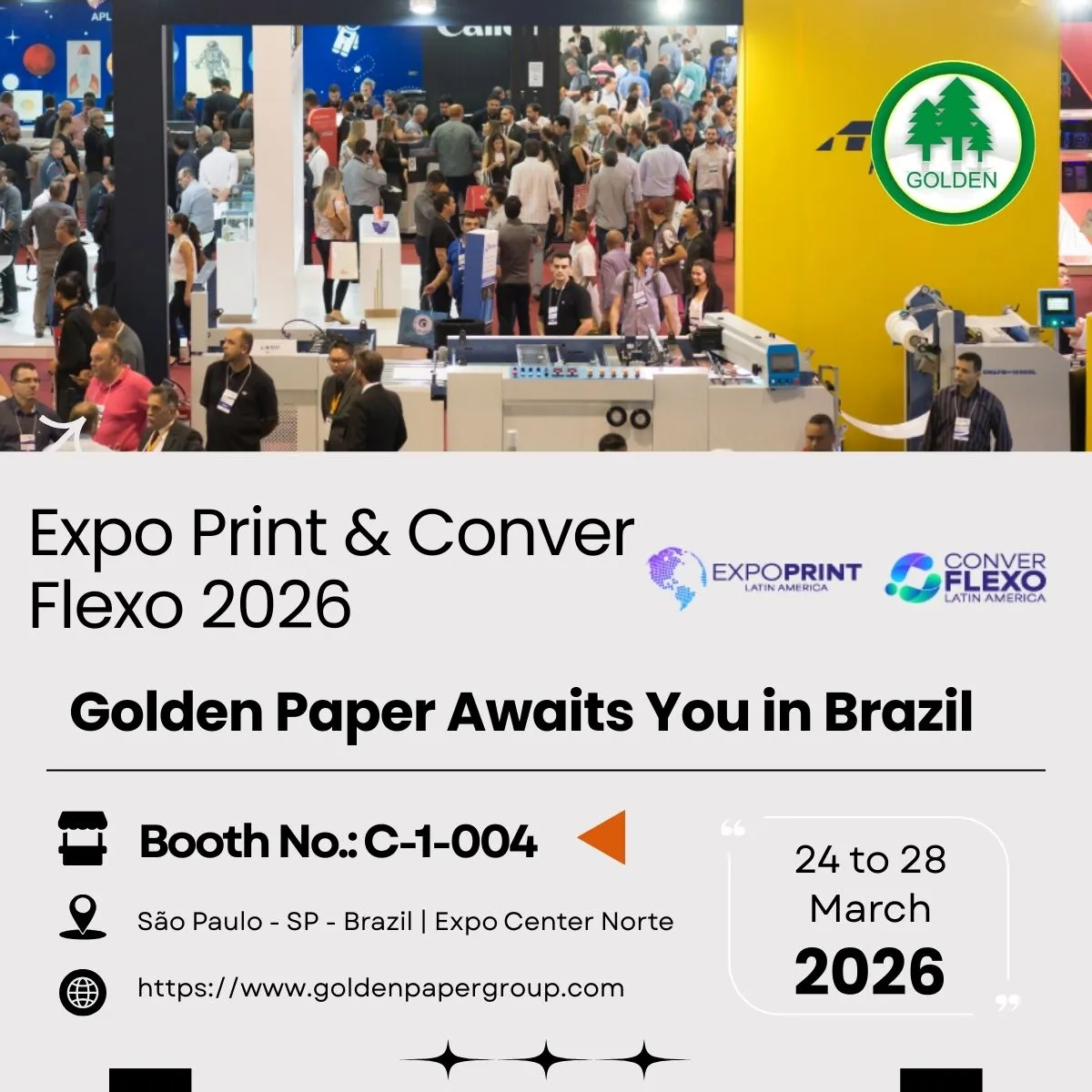 Золотая бумага будет экспозиция на выставке EXPOPRINT Latin America 2026 в Бразилии